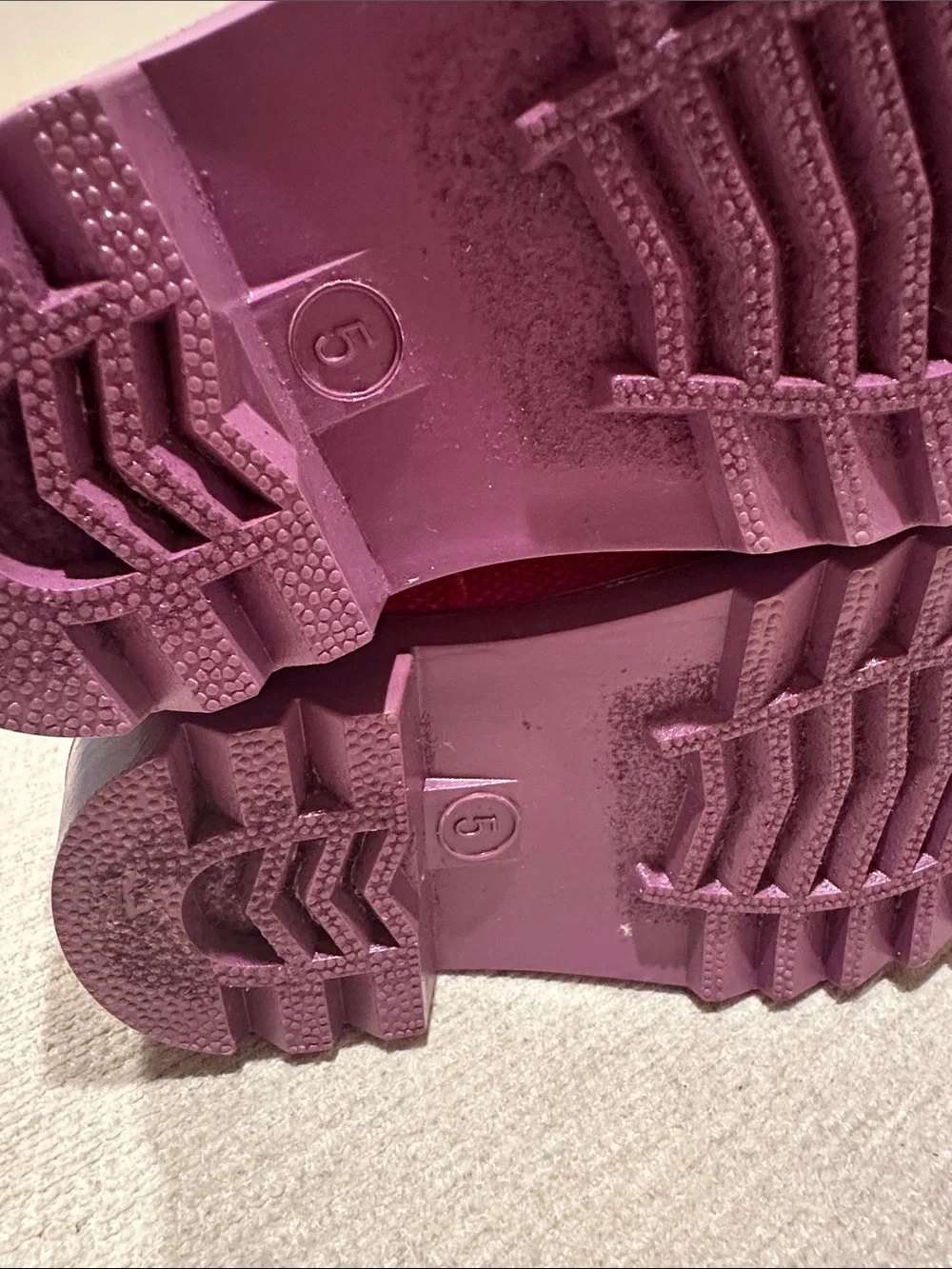 Western Chief Girls Pink Rain Boots with Purple Handles 5C